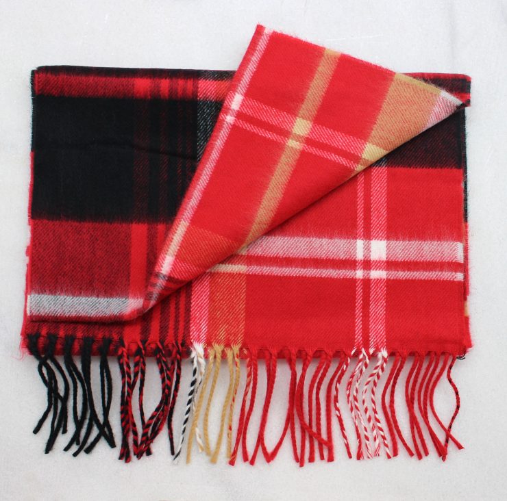 A photo of the Red, Black, Beige & White Plaid Cashmere Feel Scarf product