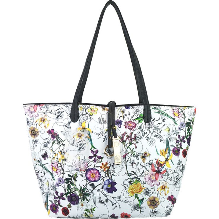 A photo of the Tropical Garden & Grey Reversible Tote product