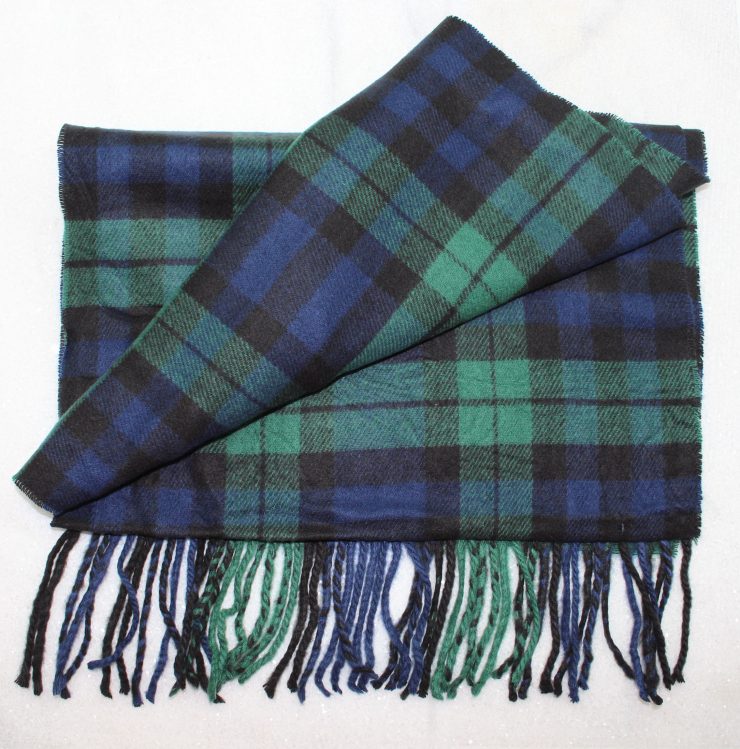 A photo of the Navy & Green Plaid Cashmere Feel Scarf product