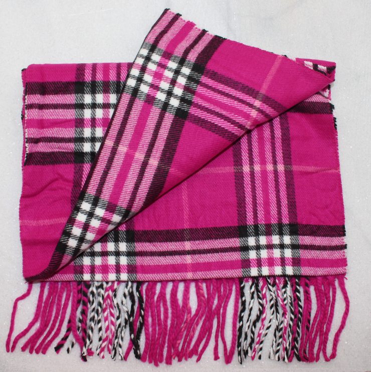 A photo of the Perfect Pink Plaid Cashmere Feel Scarf product