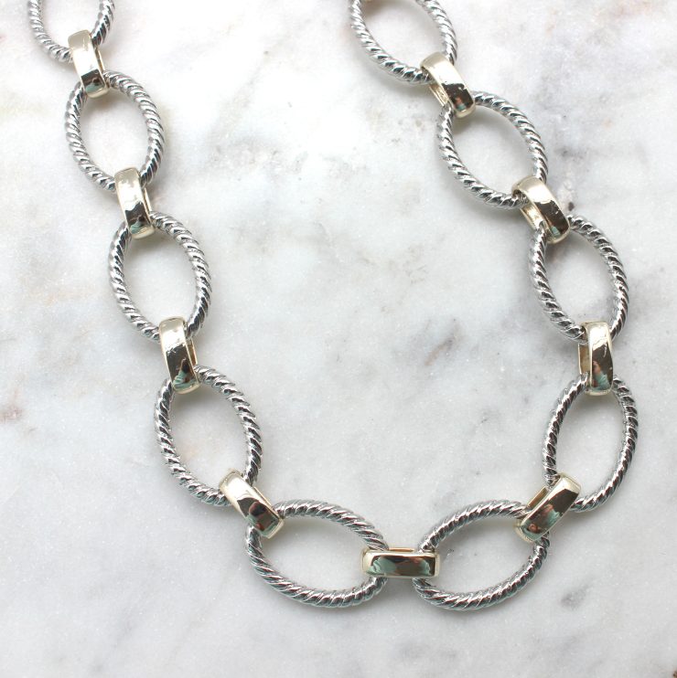 A photo of the Braided Oval Chain Link Necklace product