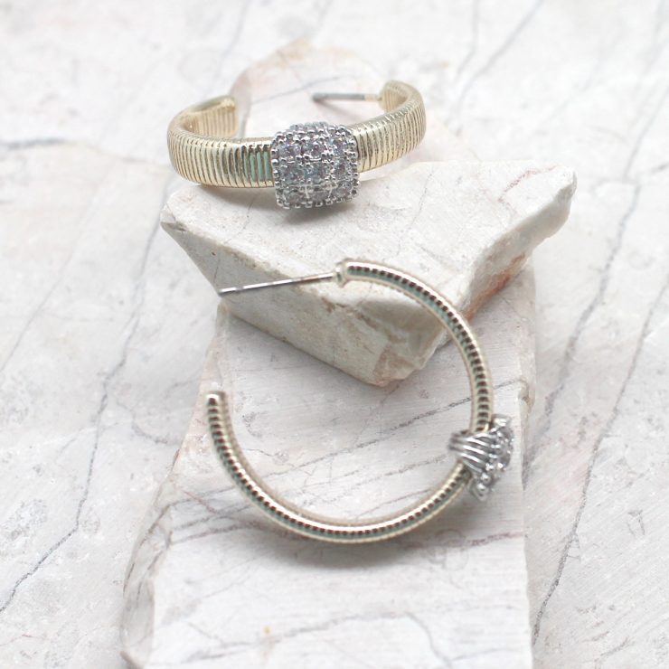 A photo of the Rhinestone Square Hoops product