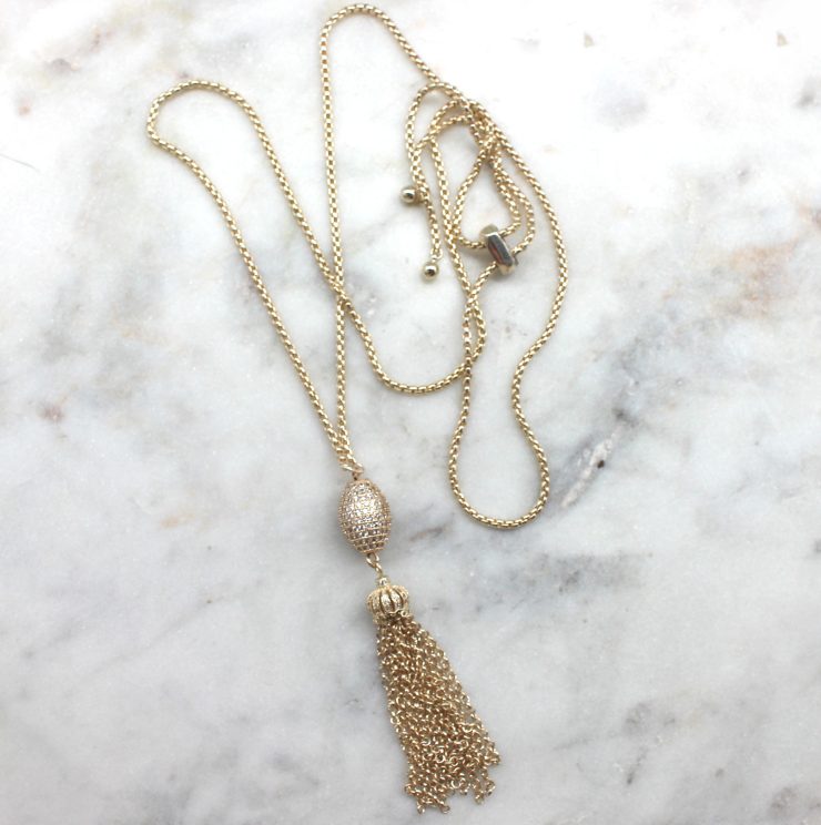 A photo of the Pave Tassel Necklace product