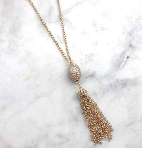 A photo of the Pave Tassel Necklace product