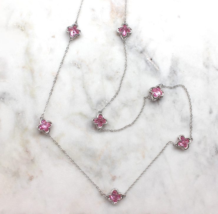 A photo of the Pink Clover Necklace product