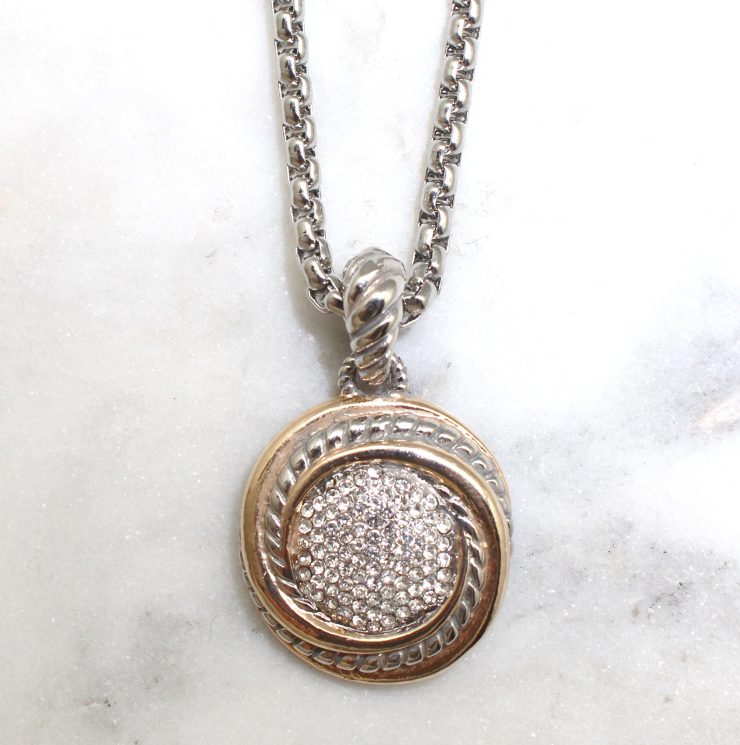 A photo of the Rhinestone Circle Necklace product
