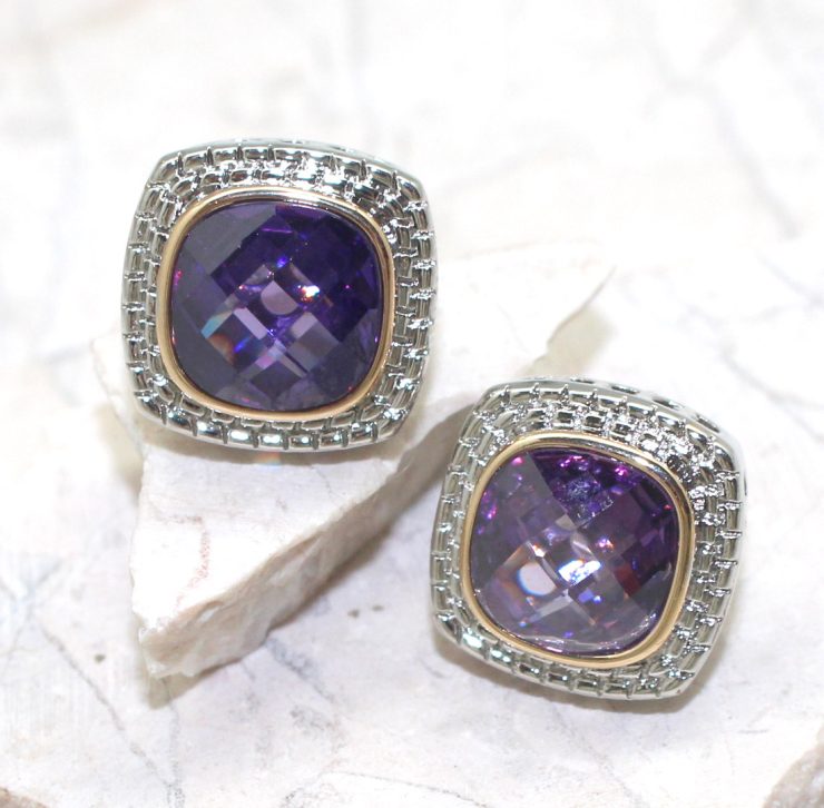 A photo of the Square Gemstone Earrings product