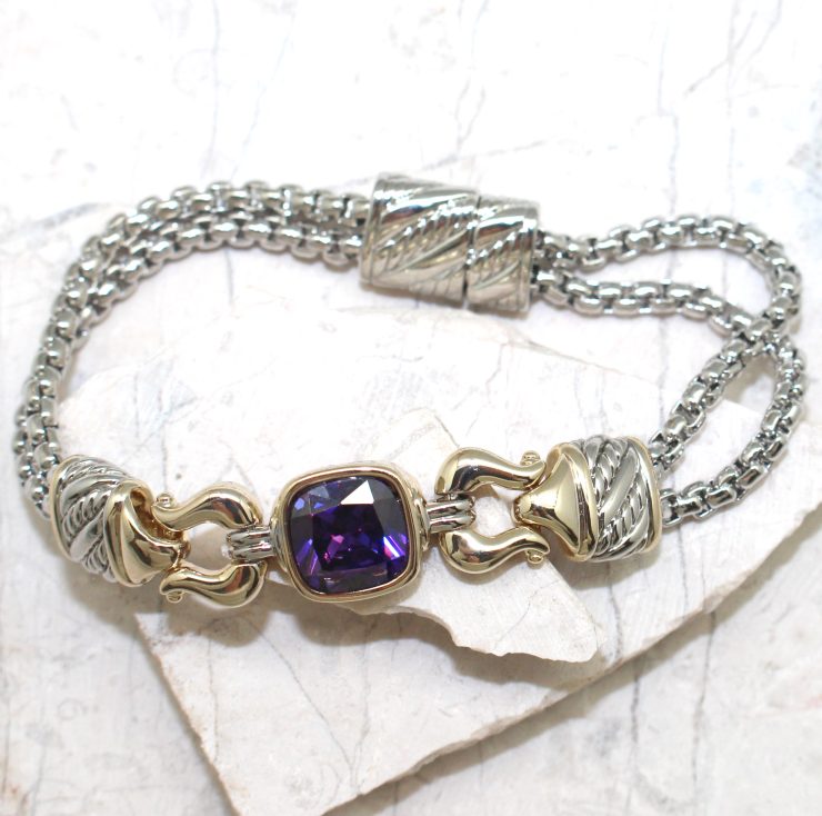 A photo of the Square Lock Gemstone Bracelet product