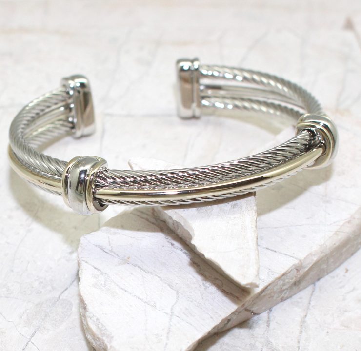 A photo of the Two Bead Cuff Bracelet product