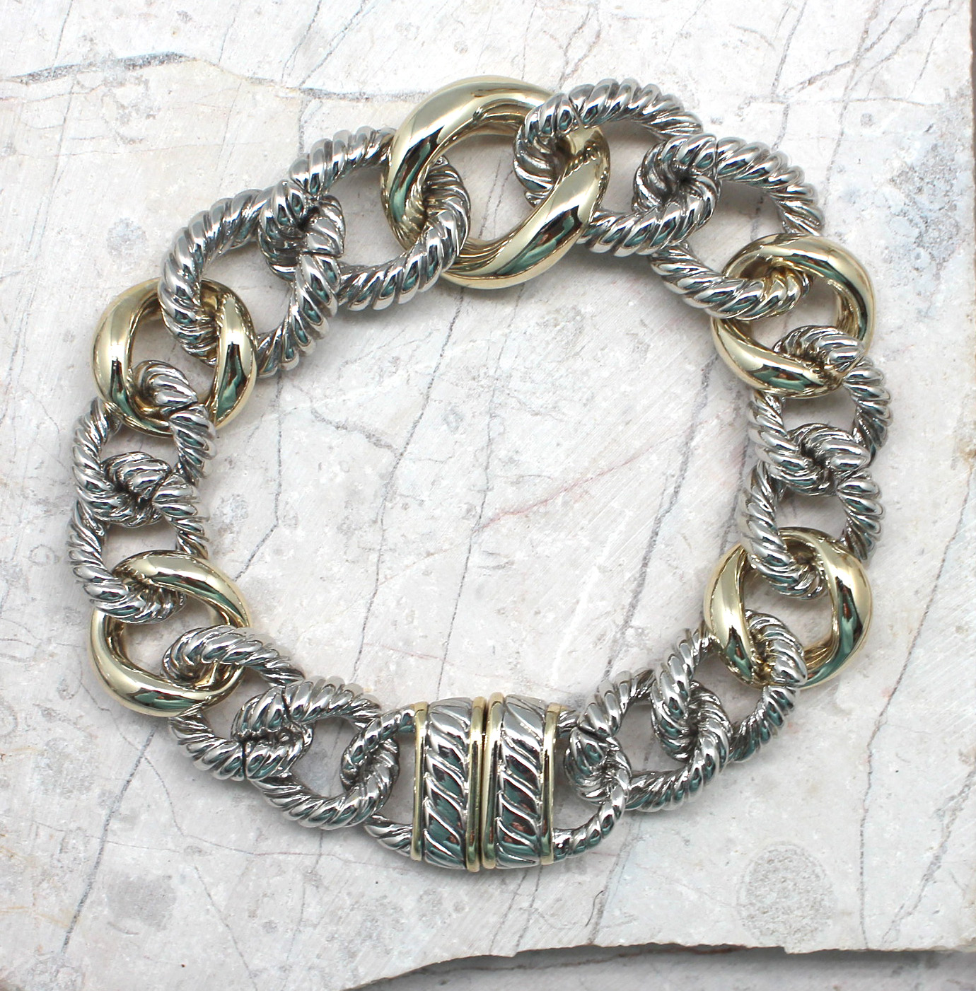 Two Tone Textured Magnetic Bracelet - Best of Everything | Online Shopping