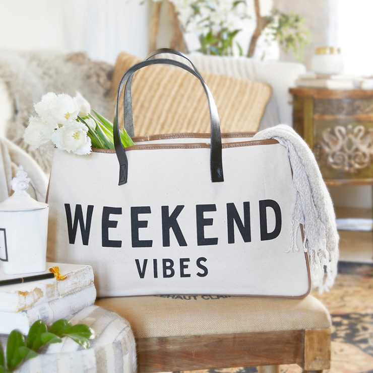 A photo of the Weekend Vibes Canvas Tote product