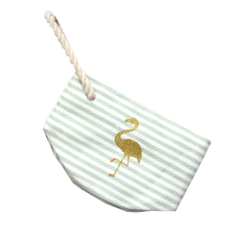 A photo of the Striped Flamingo Wristlet product