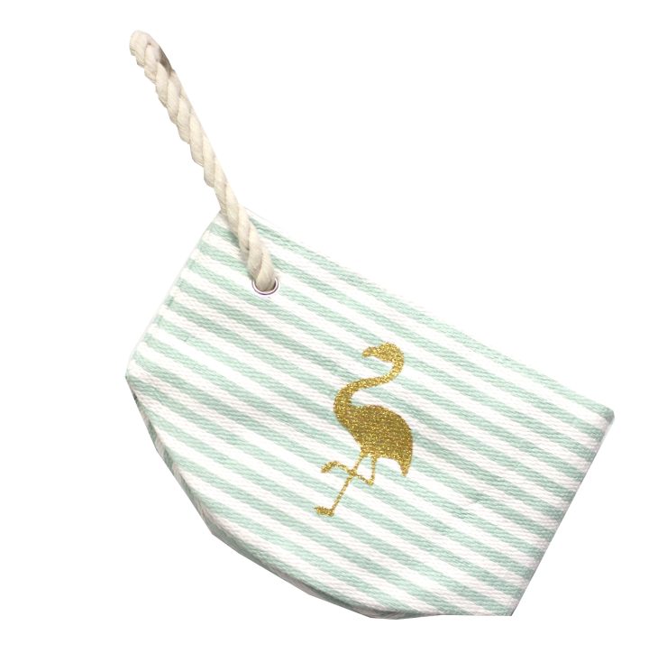 A photo of the Striped Flamingo Wristlet product