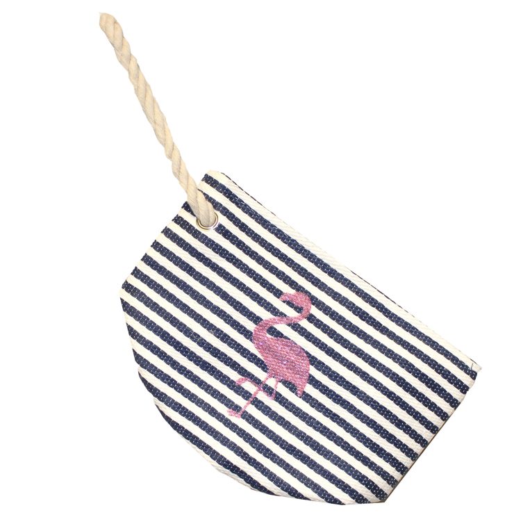 A photo of the Striped Flamingo Wristlet product