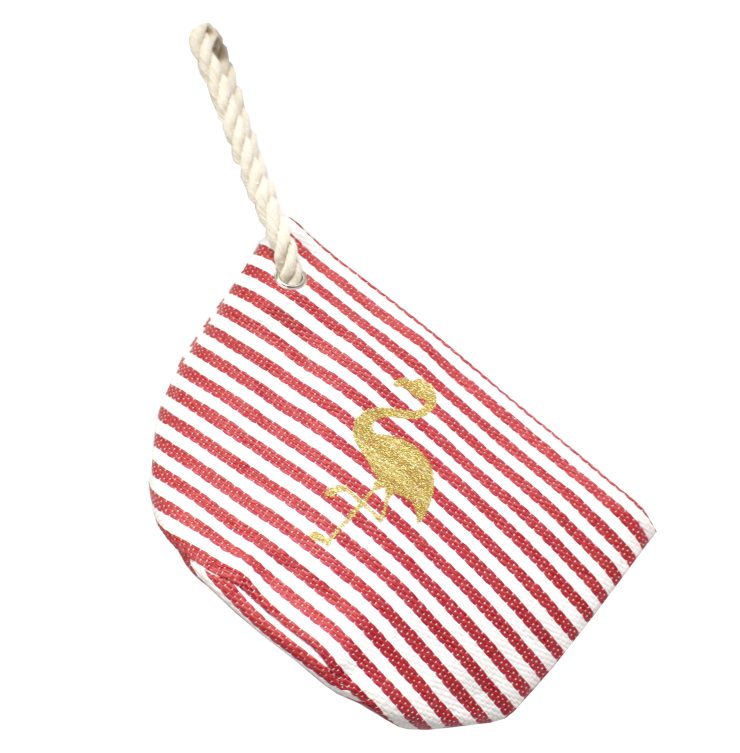 A photo of the Striped Flamingo Wristlet product