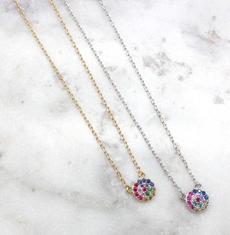 A photo of the Colorful Disc Necklace product