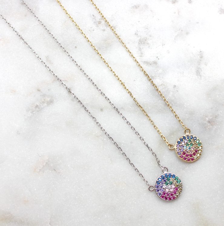 A photo of the Colorful Disc Necklace product