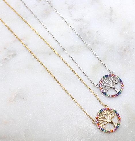 A photo of the Colorful Tree Of Life Necklace product