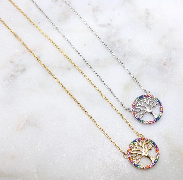 A photo of the Colorful Tree Of Life Necklace product