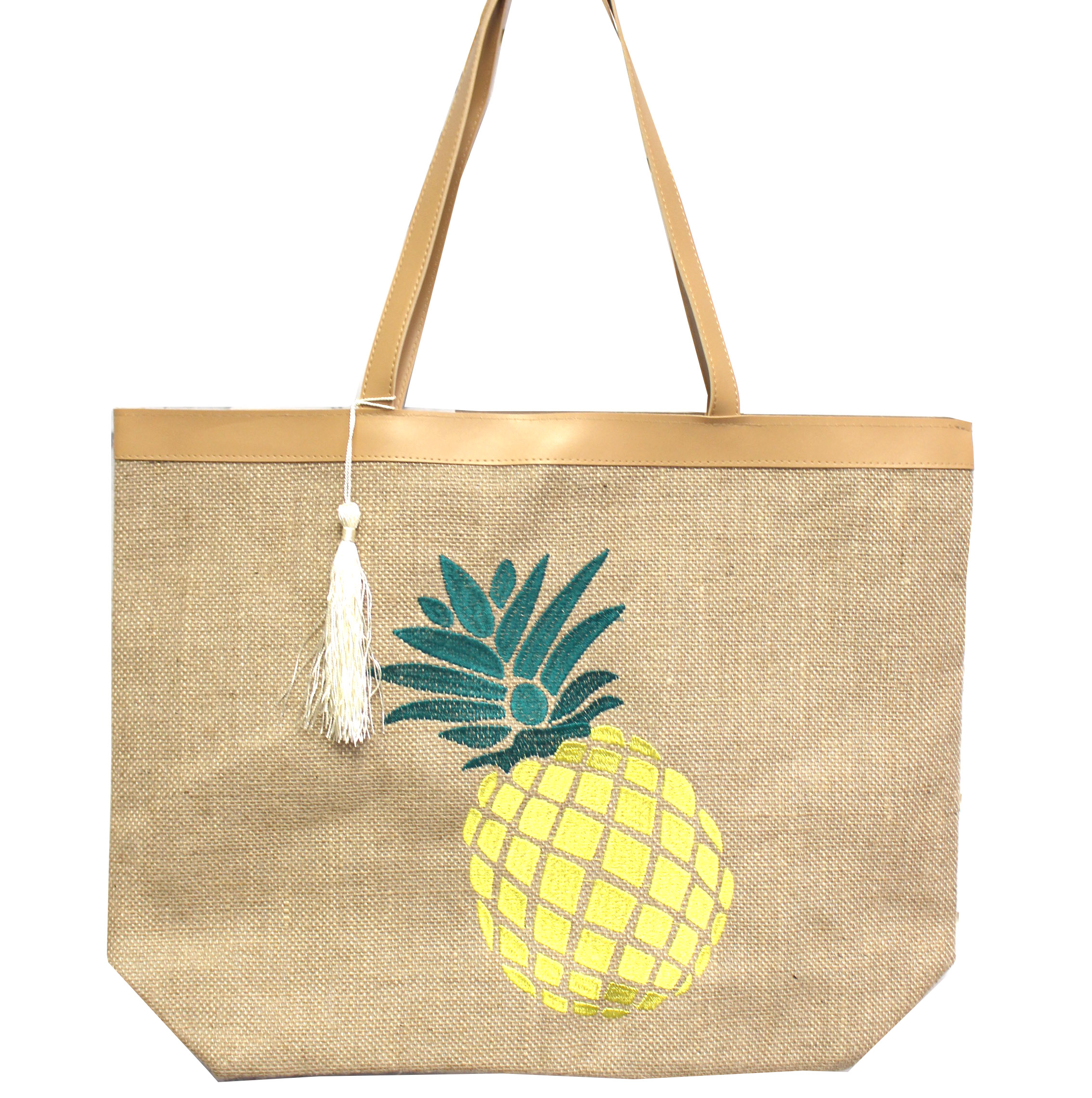 Large Pineapple Embroidered Tote Best of Everything Online Shopping
