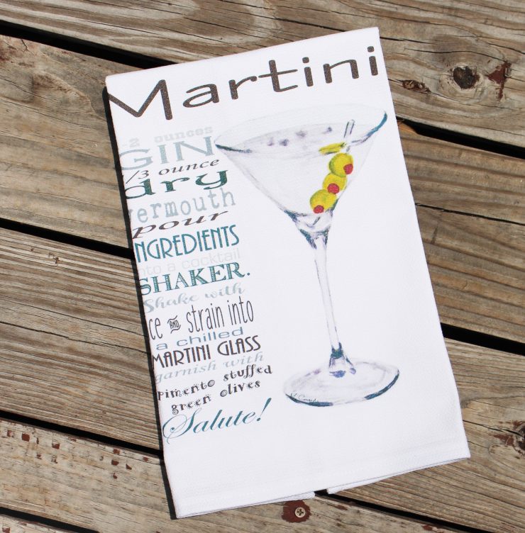 A photo of the Martini Recipe Kitchen Towel product