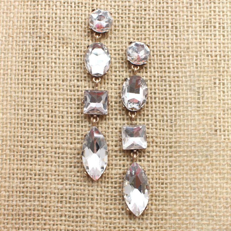 A photo of the Rhinestone Large Gem Earrings product