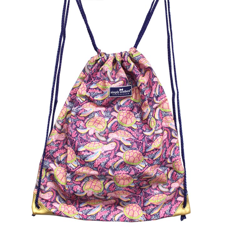 A photo of the Dance Turtle Drawstring Backpack product