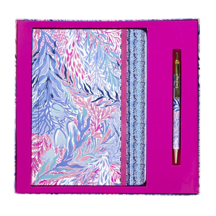 A photo of the Journal With Pen In Kaleidoscope Coral product