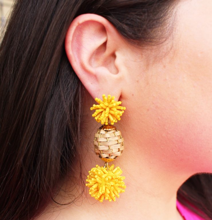 A photo of the Yellow Honeycomb Earrings product