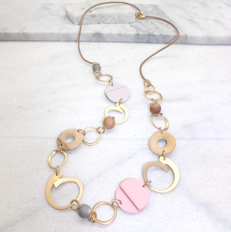 A photo of the Pink Pieces Necklace product
