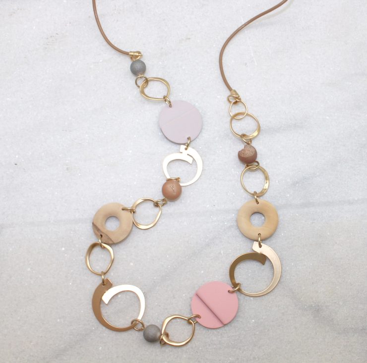 A photo of the Pink Pieces Necklace product