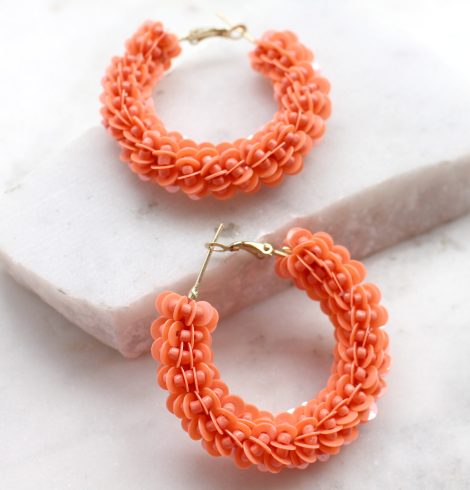 A photo of the Popcorn Hoop Earrings product
