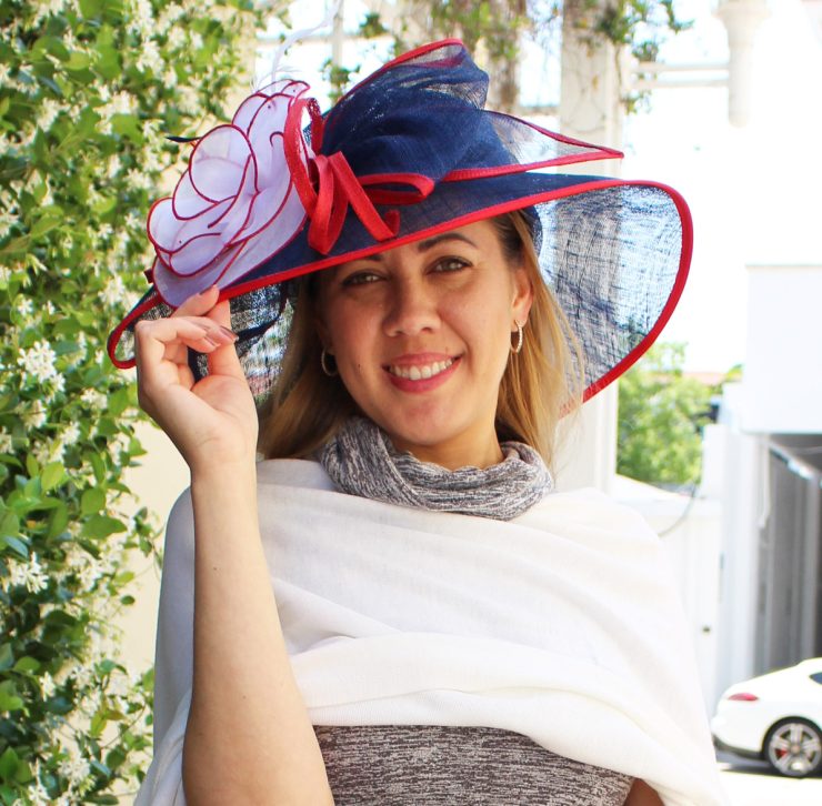 A photo of the Red White and Blue Fascinator Hat product