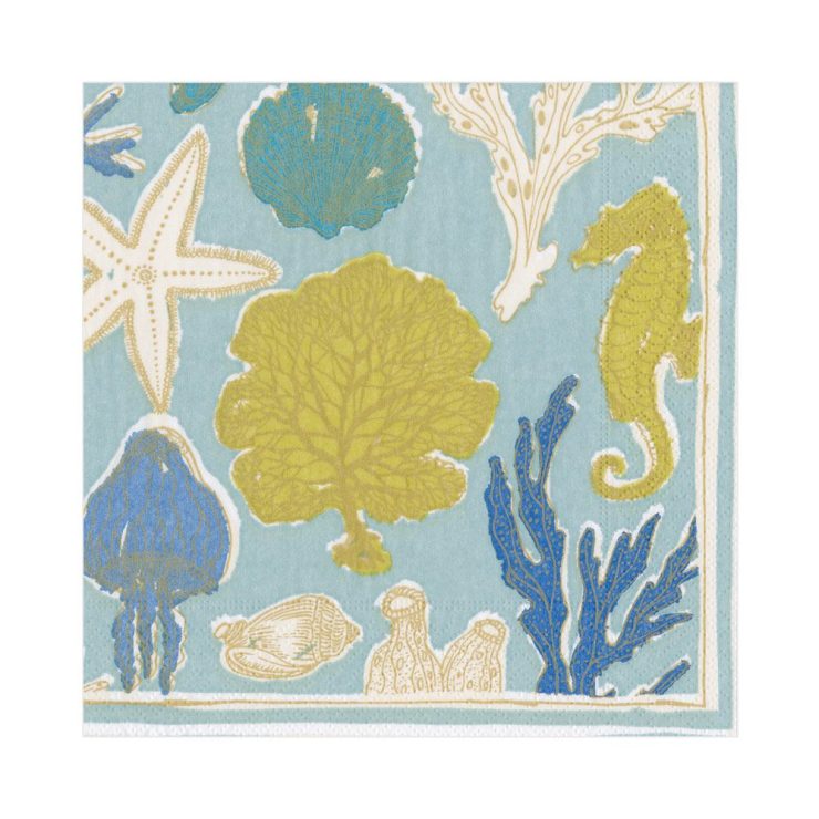 A photo of the Sealife Luncheon Napkins In Aqua product