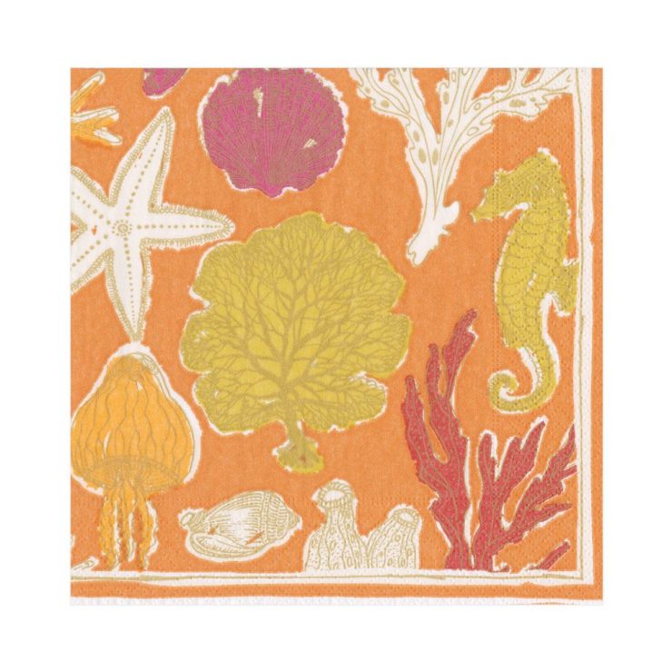 A photo of the Sealife Luncheon Napkins In Coral product