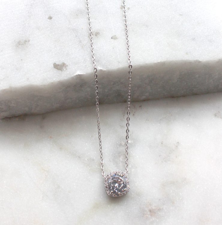 A photo of the Square Rhinestone Pendant Necklace product