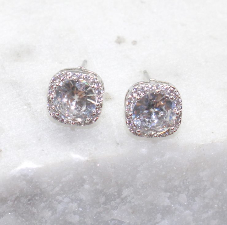 A photo of the Square Rhinestone Earrings product