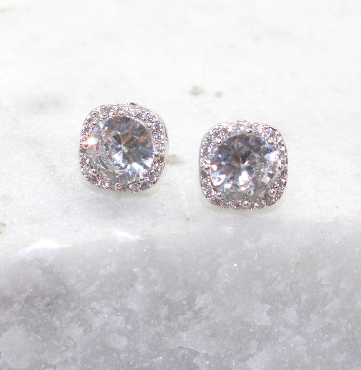 A photo of the Square Rhinestone Earrings product
