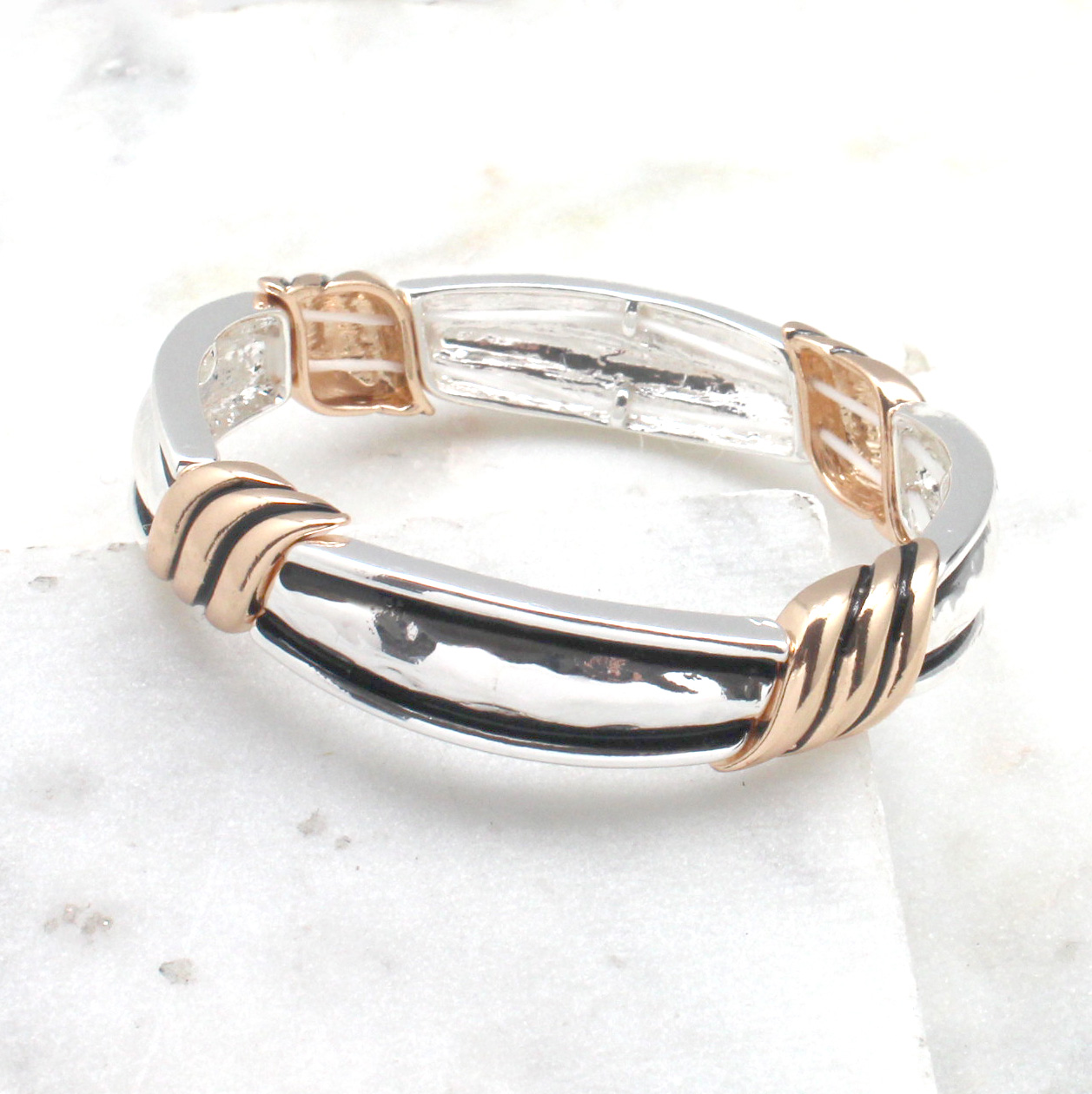Two Tone Stretch Bracelet - Best of Everything | Online Shopping