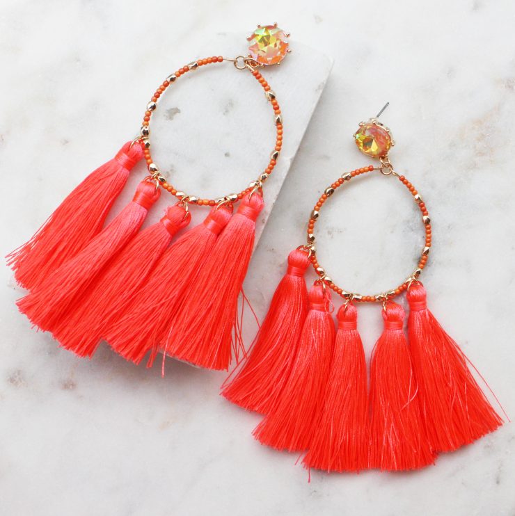 A photo of the Vibrant Tassel Earrings product