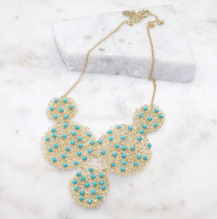 A photo of the Blue Beaded Statement Necklace product