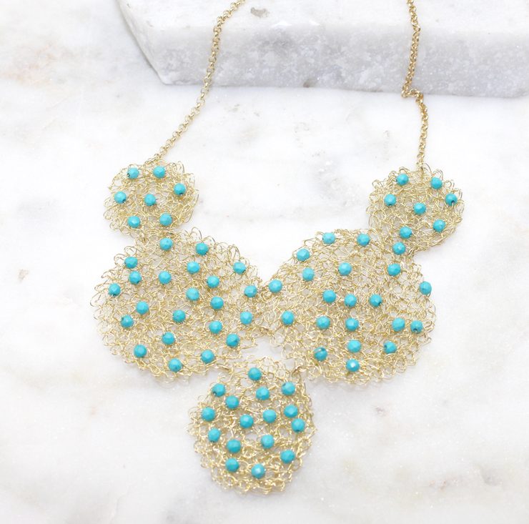 A photo of the Blue Beaded Statement Necklace product