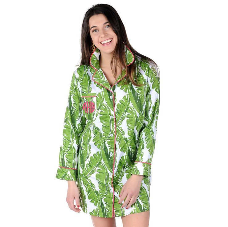 A photo of the Banana Leaf Sateen Sleep Shirt product