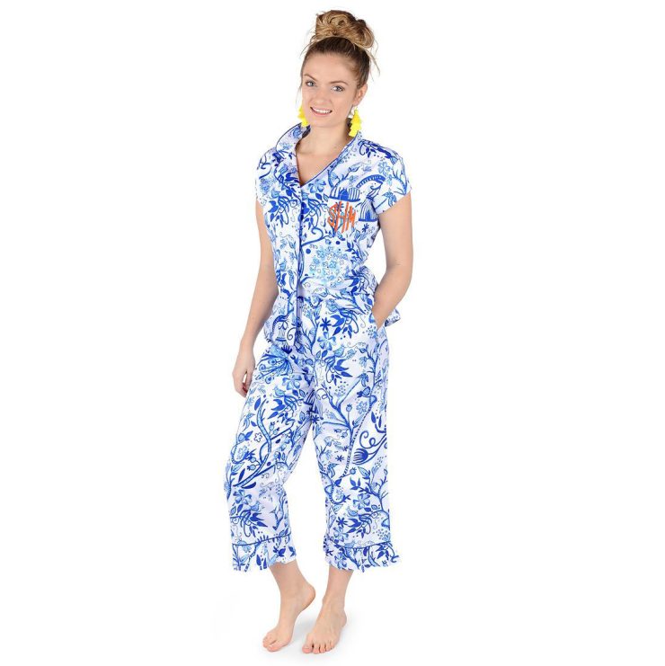 A photo of the Birds of a Feather Sateen Capri Pajama Set product