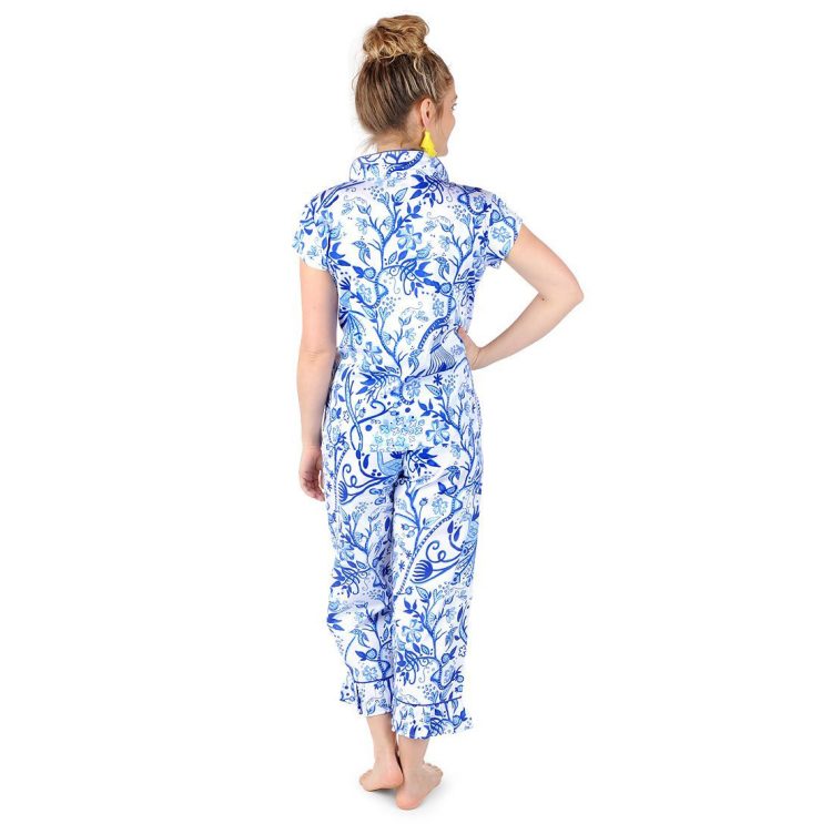 A photo of the Birds of a Feather Sateen Capri Pajama Set product