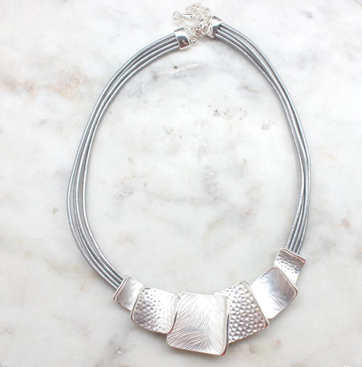 A photo of the Textured Squares Necklace product