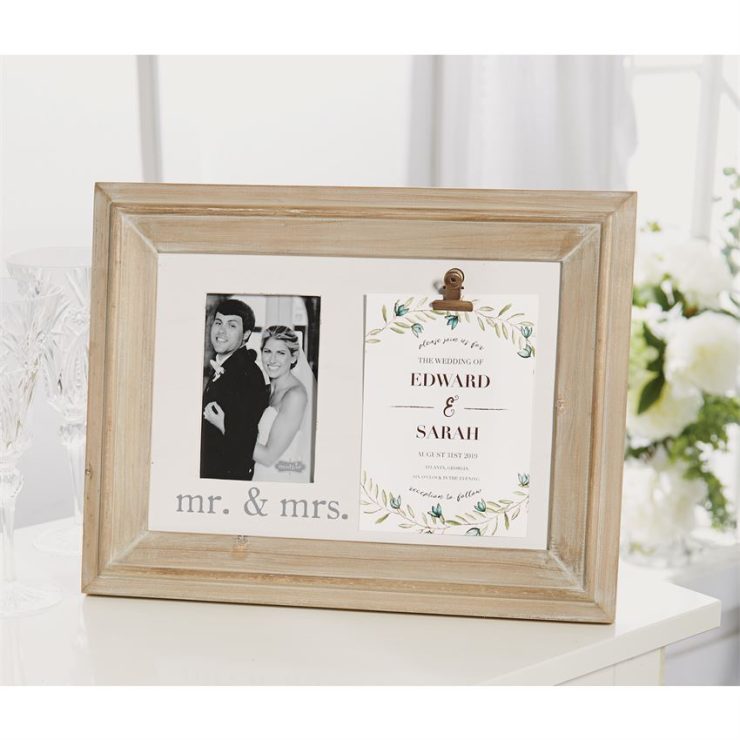 A photo of the Mr. & Mrs. Binder Clip Invitation & Picture Frame product