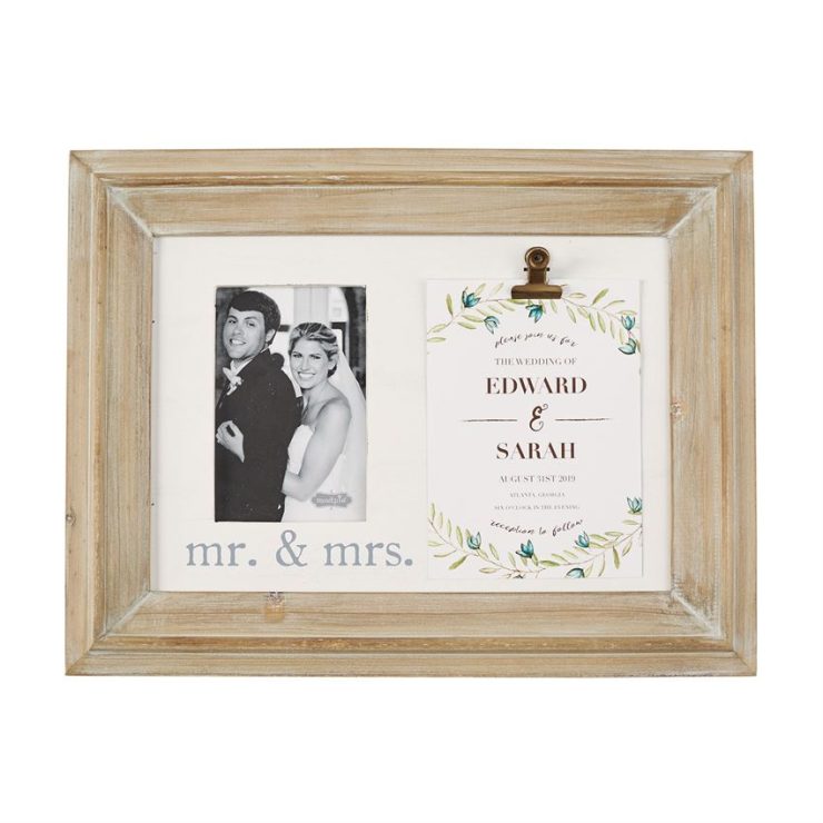 A photo of the Mr. & Mrs. Binder Clip Invitation & Picture Frame product