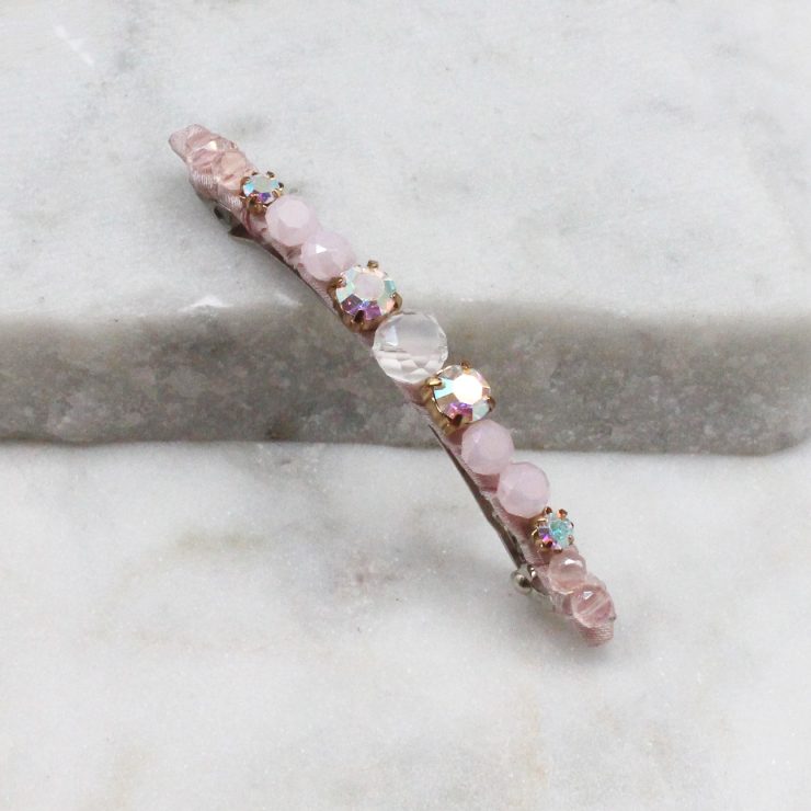 A photo of the Beaded Hair Barrette In Pink product