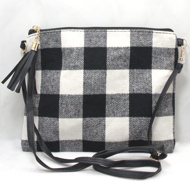 A photo of the Buffalo Check Cross Body in Black and White product